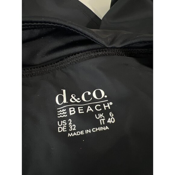 Denim and Co Beach Ruffle V Neck Tankini with Skort Bottom Black Womens Size 2 - Picture 3 of 7